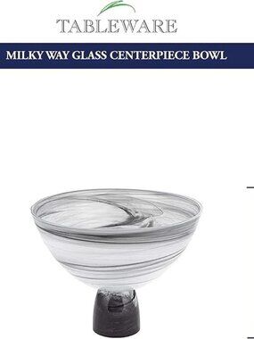 Badash Milky Way Handmade Alabaster Glass Centerpiece  Bowl 10” x 7"